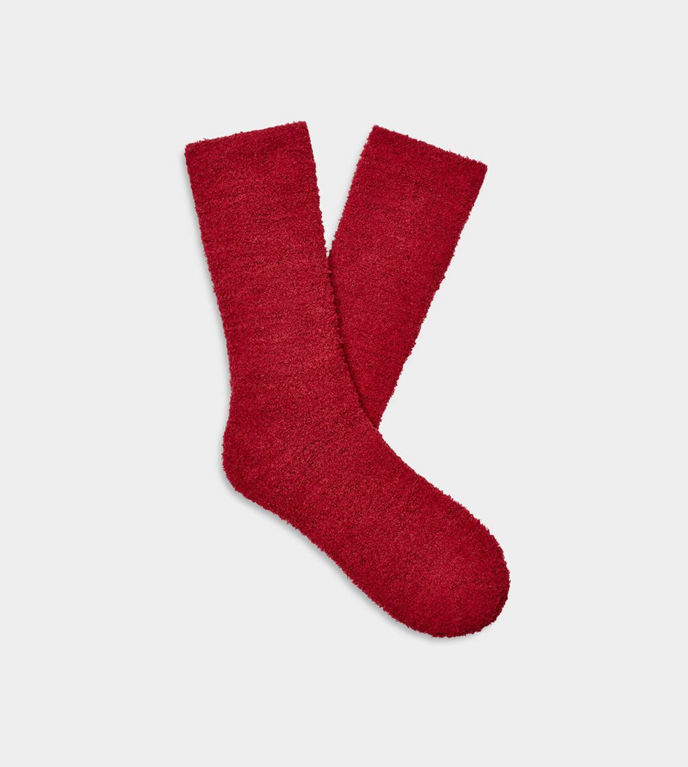 Ugg Sock Mens - Ugg Fincher Ultra Cozy Crew Burgundy - 079CQFIXU